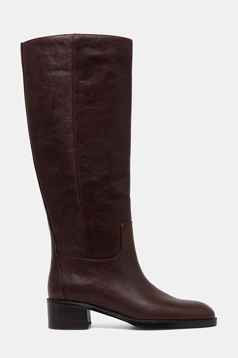 Jeffrey Campbell kozaki skórzane LADA damskie kolor bordowy na płaskim obcasie U321-N01-003 - zdjęcie produktu nr 2