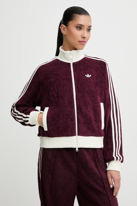 adidas Originals bluza welurowa Velour damska kolor bordowy z aplikacją KS0400 - zdjęcie produktu nr 1