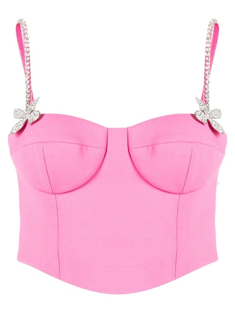 AREA butterfly-appliqué wool bustier top - Pink - zdjęcie produktu nr 1
