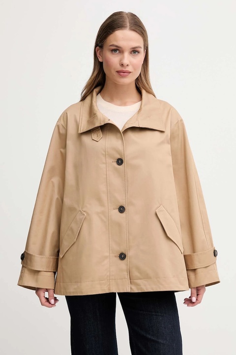 United Colors of Benetton kurtka bawełniana kolor brązowy przejściowa oversize 2QJYDN07Y - zdjęcie produktu nr 1