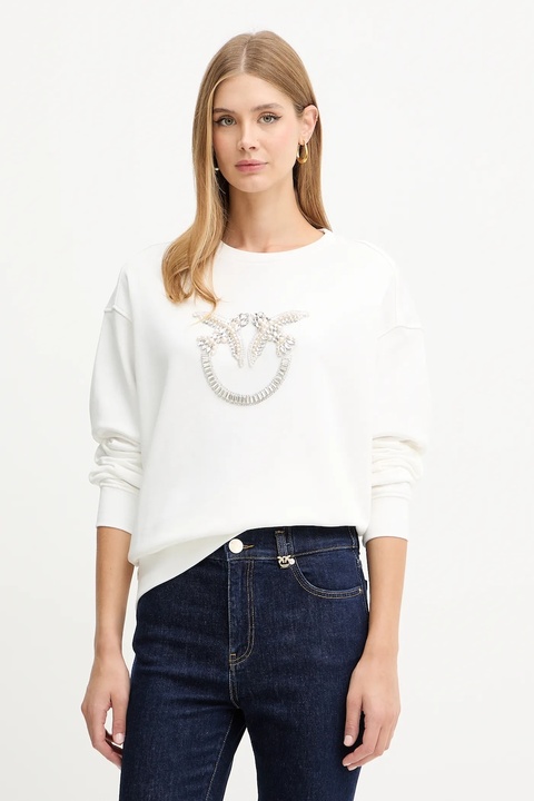 Pinko bluza bawełniana damska kolor biały z aplikacją 100534 A2RO - zdjęcie produktu nr 1