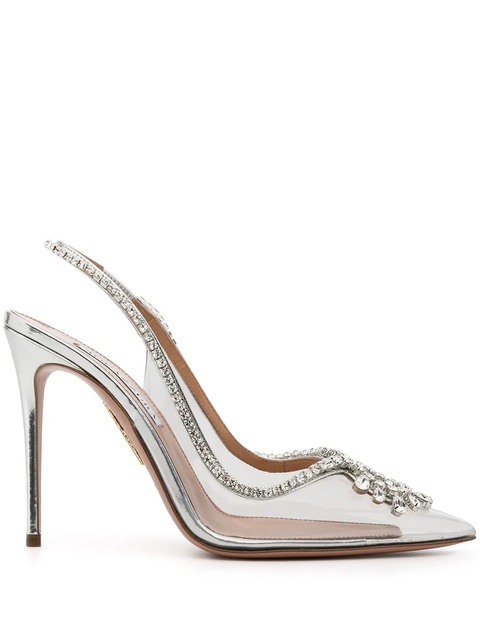 Aquazzura Seduction Crystal 105mm pumps - Silver - zdjęcie produktu nr 1