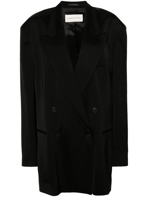 DRIES VAN NOTEN double-breasted satin blazer - Black - zdjęcie produktu nr 1
