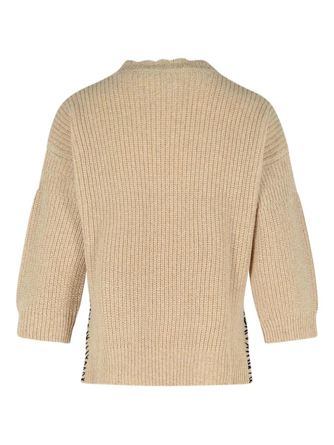 Marni logo-embroidered side-split sweater - Neutrals - zdjęcie produktu nr 2