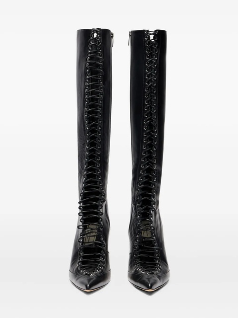 Blumarine lace-up pointed-toe boots - Black - zdjęcie produktu nr 2