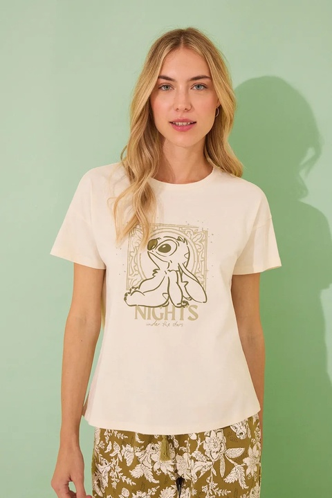 women'secret piżama LILO & STITCH damska kolor beżowy bawełniana 3139906 - zdjęcie produktu nr 1