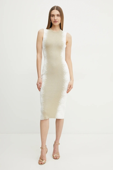 Herve Leger sukienka Ruby kolor złoty midi dopasowana CBI8498804 - zdjęcie produktu nr 1