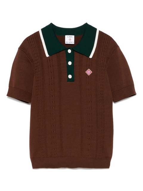 Casablanca cable-knit polo top - Brown - zdjęcie produktu nr 1