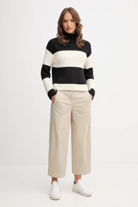 Calvin Klein Jeans spodnie damskie kolor beżowy proste high waist LV044D662G - zdjęcie produktu nr 1