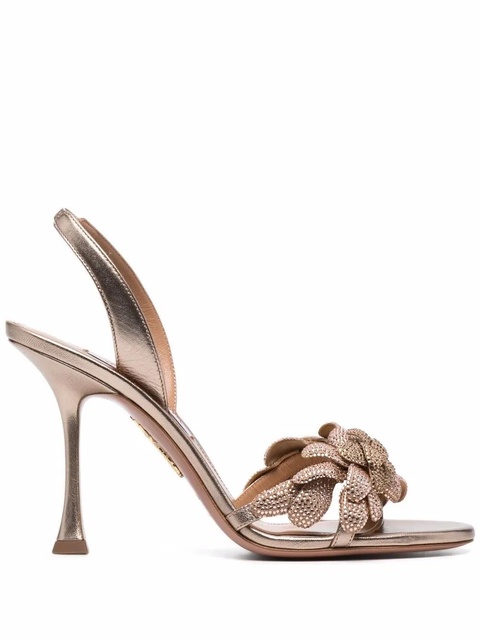 Aquazzura Galactic Flower leather sandals - Brown - zdjęcie produktu nr 1