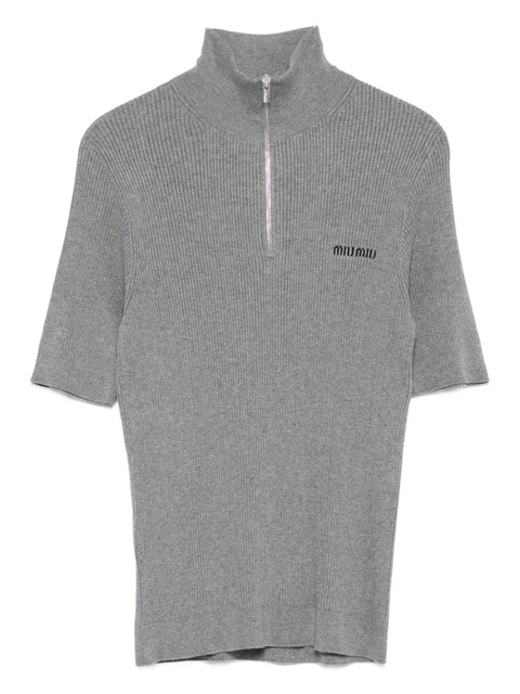 Miu Miu short sleeve knitted top - Grey - zdjęcie produktu nr 1