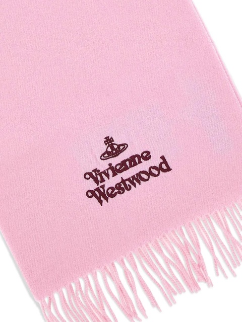 Vivienne Westwood embroidered-logo fringed scarf - Pink - zdjęcie produktu nr 2