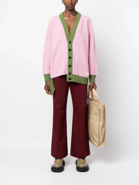 Marni distressed-finish V-neck cardigan - Pink - zdjęcie produktu nr 2