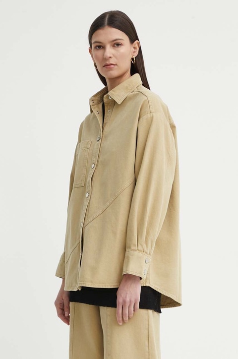 AERON kurtka jeansowa ANITA damska kolor zielony przejściowa oversize AW24RSSH152451 - zdjęcie produktu nr 1