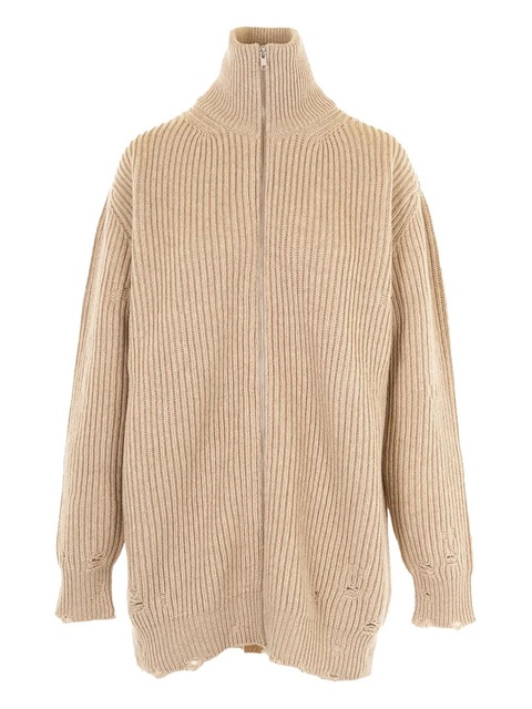 MM6 Maison Margiela zip-up ribbed cardigan - Neutrals - zdjęcie produktu nr 2