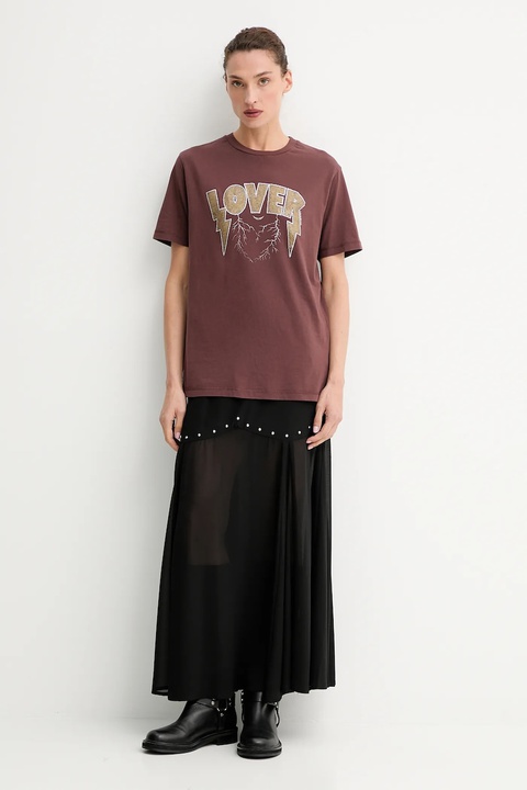 ZADIG&VOLTAIRE t-shirt bawełniany damski kolor brązowy JWTS02814 - zdjęcie produktu nr 2