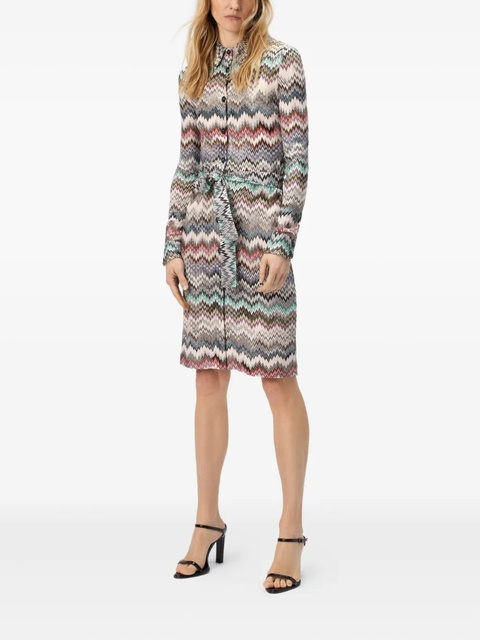Missoni chevron-pattern belted midi shirt dress - Neutrals - zdjęcie produktu nr 2