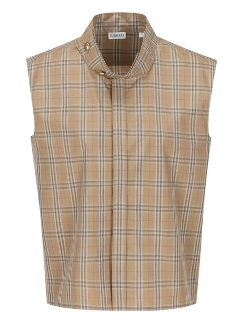 Burberry check sleeveless top - Neutrals - zdjęcie produktu nr 1