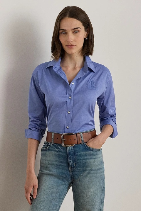 Lauren Ralph Lauren koszula bawełniana damska kolor niebieski relaxed z kołnierzykiem klasycznym 200979855 - zdjęcie produktu nr 1