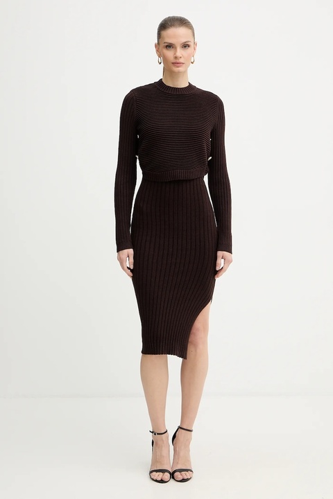 Morgan sukienka i sweter kolor brązowy mini dopasowana RMOMO - zdjęcie produktu nr 1