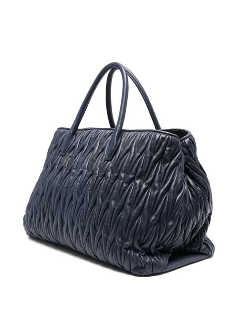 Miu Miu matelassé-effect logo-detail tote bag - Blue - zdjęcie produktu nr 2