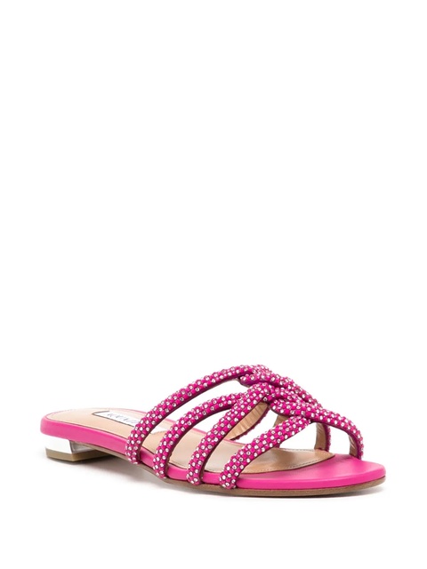 Aquazzura crystal-embellished flat sandals - Pink - zdjęcie produktu nr 2