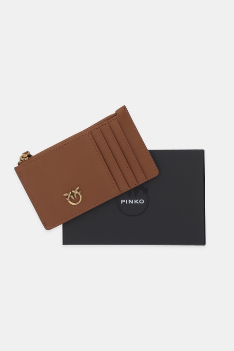 Pinko portfel skórzany damski kolor brązowy 100251 A0GK - zdjęcie produktu nr 1