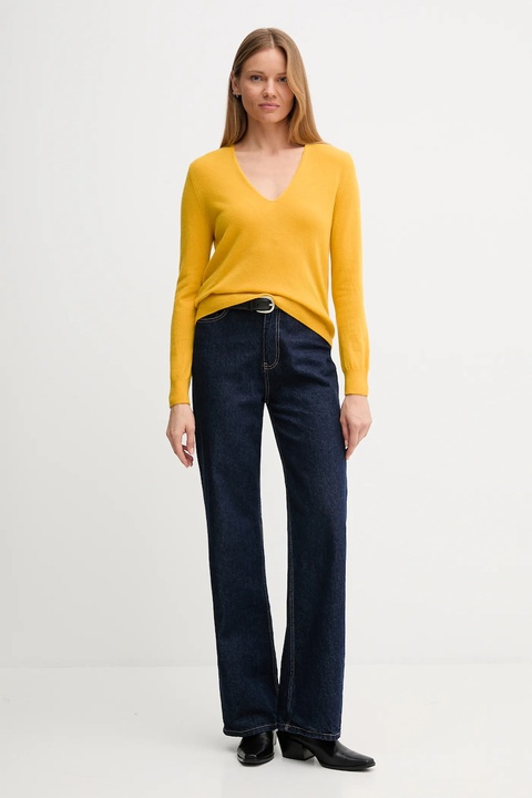 United Colors of Benetton sweter wełniany damski kolor żółty lekki 1002D401Y - zdjęcie produktu nr 2
