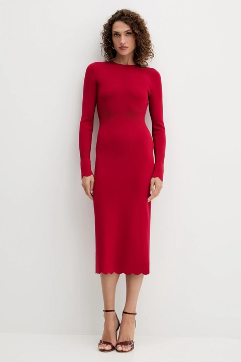 Twinset sukienka kolor czerwony midi prosta 252TP3040 - zdjęcie produktu nr 2