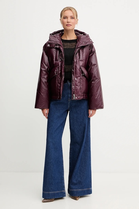 Patrizia Pepe kurtka kolor bordowy zimowa oversize 2O0183 A650 - zdjęcie produktu nr 2