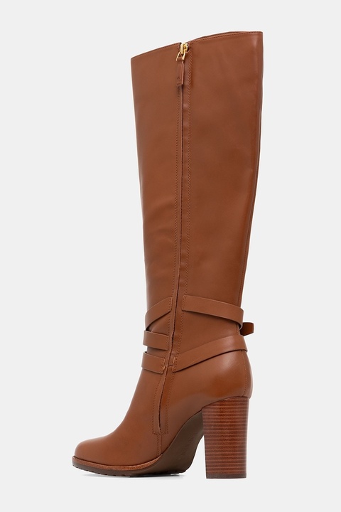 Lauren Ralph Lauren kozaki skórzane Cllns Tl Hl damskie kolor brązowy na słupku 802974386001 - zdjęcie produktu nr 1
