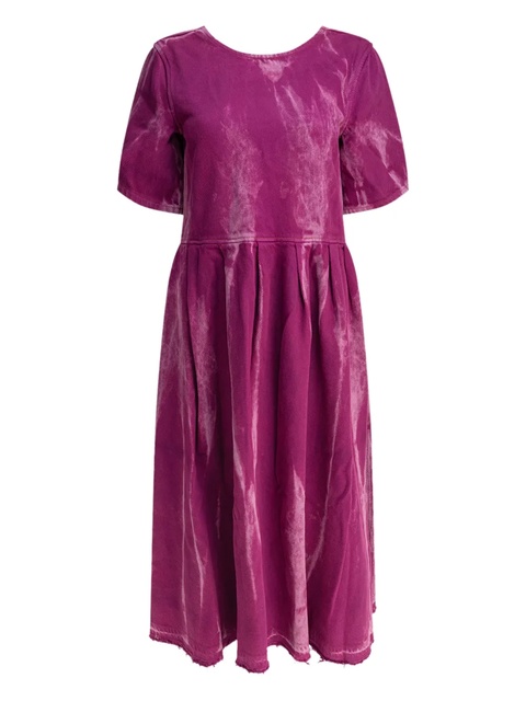 GANNI buckle-fastening pleated midi dress - Pink - zdjęcie produktu nr 1