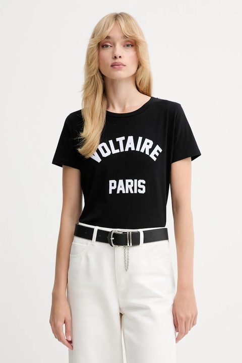 ZADIG&VOLTAIRE t-shirt bawełniany damski kolor czarny JWTS02837 - zdjęcie produktu nr 1