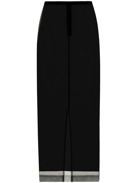 Dolce & Gabbana sheer-trim midi skirt - Black - zdjęcie produktu nr 1