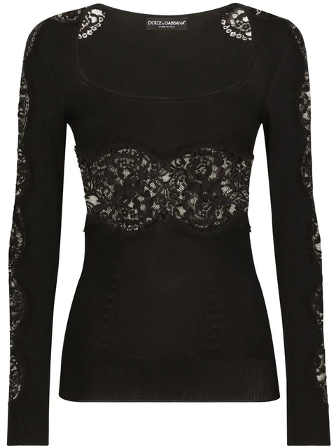 Dolce & Gabbana floral-lace knit jumper - Black - zdjęcie produktu nr 1