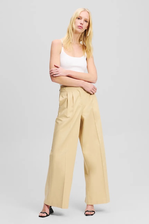Karl Lagerfeld spodnie damskie kolor beżowy szerokie high waist A2W10014 - zdjęcie produktu nr 1