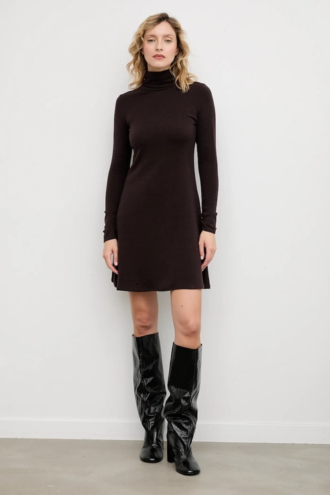 Answear.LAB sukienka kolor brązowy mini rozkloszowana - zdjęcie produktu nr 2