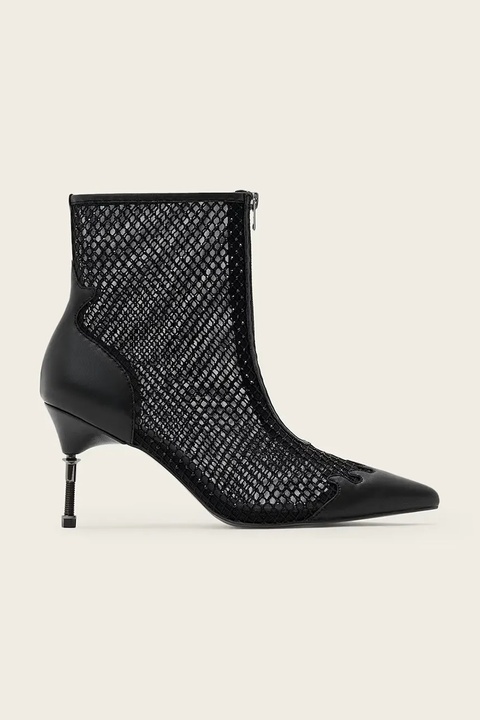 AllSaints botki Natasha Mesh Boot damskie kolor czarny na szpilce W076FD - zdjęcie produktu nr 1