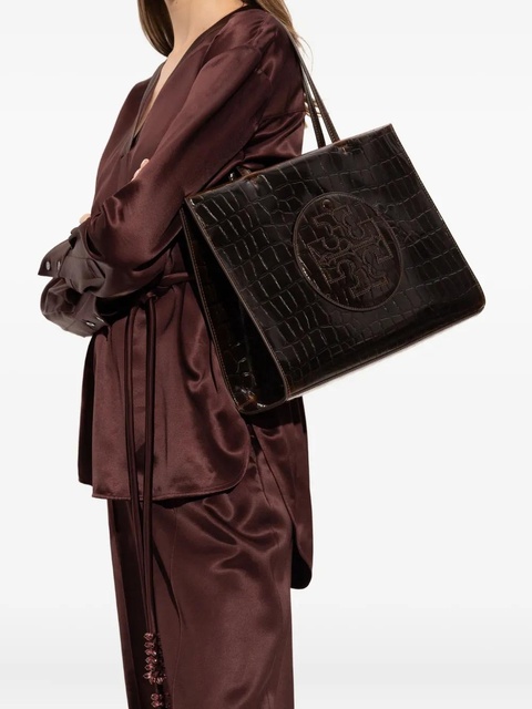 Tory Burch croc-embossed logo-detail tote bag - Brown - zdjęcie produktu nr 2