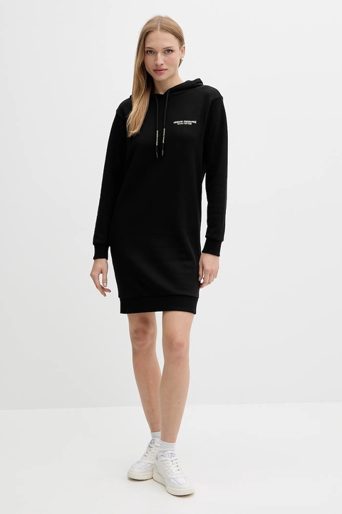 Armani Exchange sukienka bawełniana kolor czarny mini prosta XW001453 AF10830 - zdjęcie produktu nr 1