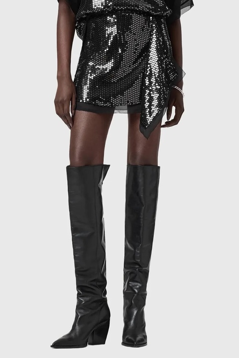 AllSaints spódnica kolor czarny mini rozkloszowana W035RD - zdjęcie produktu nr 1