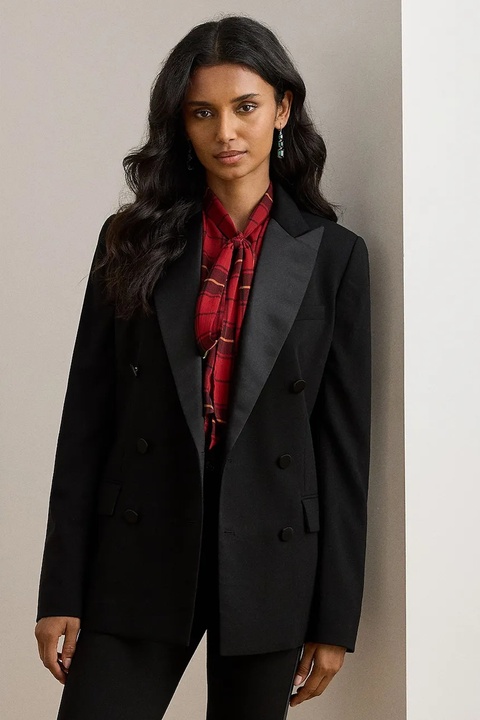 Lauren Ralph Lauren marynarka kolor czarny dwurzędowa gładka 200979959 - zdjęcie produktu nr 1