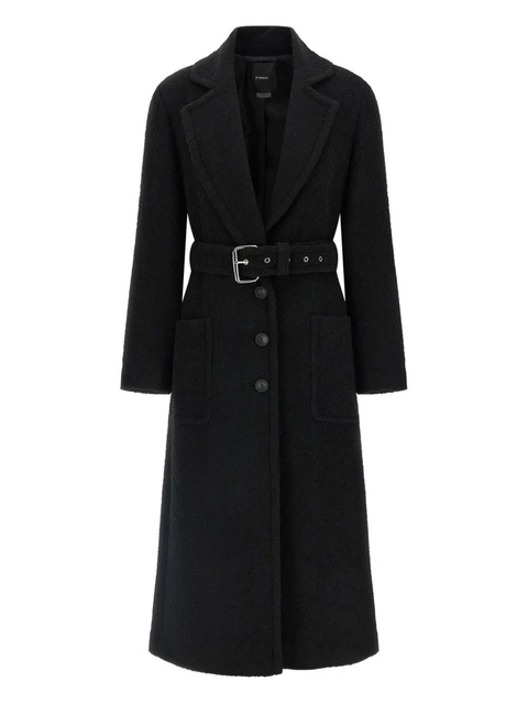 PINKO Cerfoglio bouclé belted coat - Black - zdjęcie produktu nr 1