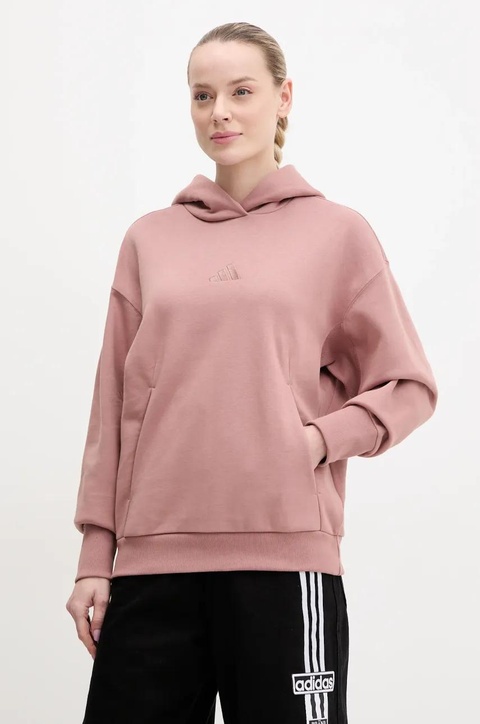 adidas bluza ALL SZN damska kolor różowy z kapturem z aplikacją JD4669 - zdjęcie produktu nr 1