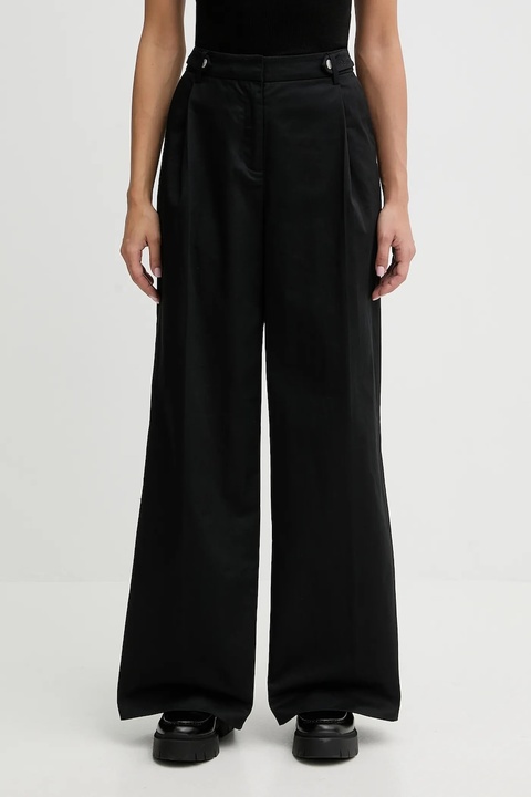 Karl Lagerfeld Jeans spodnie bawełniane damskie kolor czarny szerokie high waist B1W10086 - zdjęcie produktu nr 1