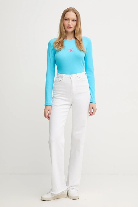 Calvin Klein Jeans longsleeve kolor turkusowy LV047A803G - zdjęcie produktu nr 2