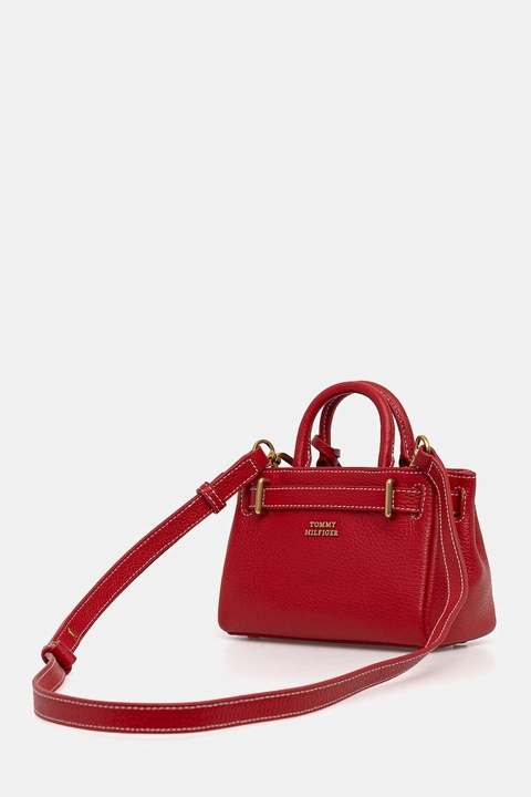 Tommy Hilfiger torebka skórzana kolor czerwony AW0AW18167 - zdjęcie produktu nr 2
