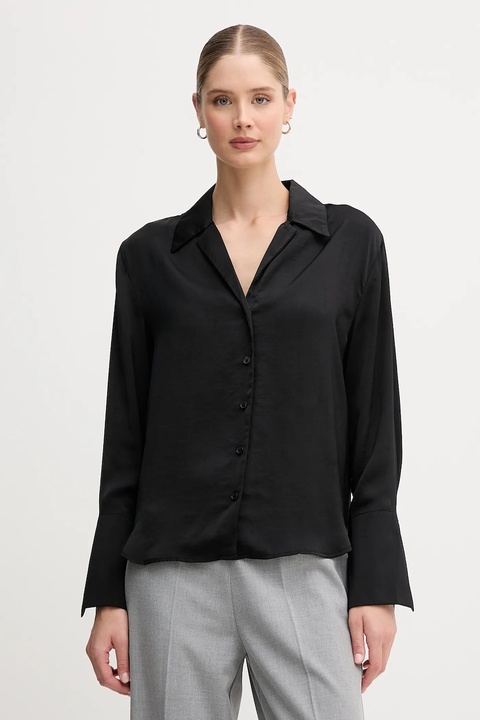 Dkny koszula damska kolor czarny regular z kołnierzykiem klasycznym DJ5W2125 - zdjęcie produktu nr 2
