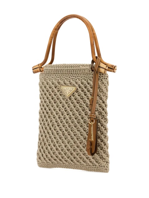 Prada crochet bamboo-handle tote bag - Neutrals - zdjęcie produktu nr 2