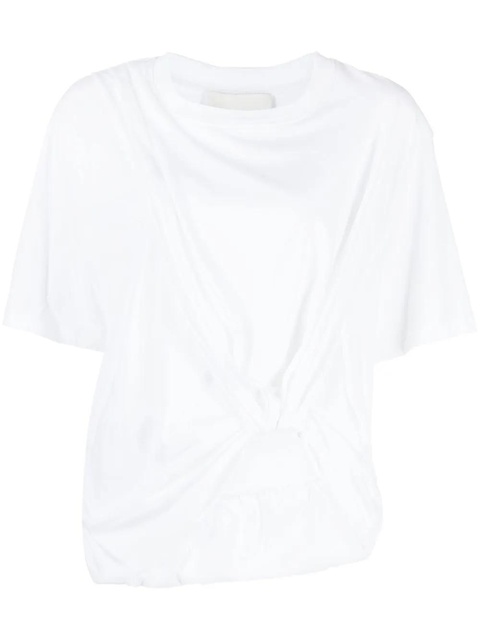 3.1 Phillip Lim drape-detail cotton T-shirt - White - zdjęcie produktu nr 1